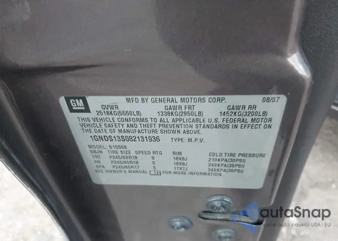 2008 Chevrolet Trailblazer Lt from USA, damaged, VIN 1GNDS13S082131936